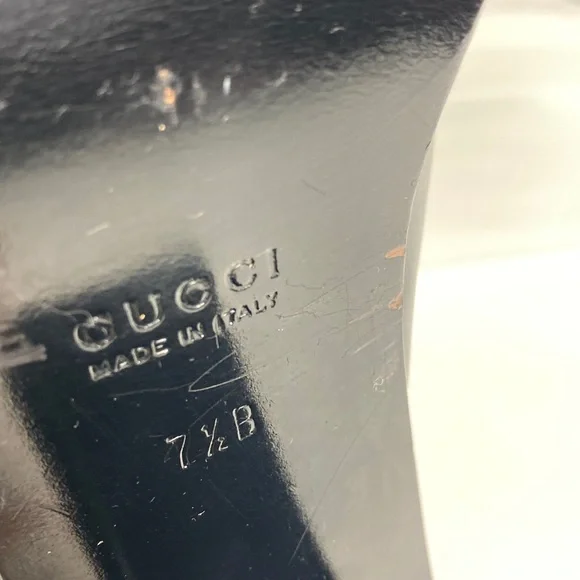 Gucci Black Leather Double Strap Block Heel Slides Sandals women’s size 7.5 - Picture 8 of 12